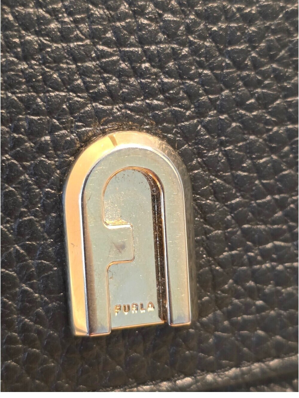 Furla Black Pebbled Leather Continental Wallet Long Zip Organizer Gold Logo - Picture 2 of 14